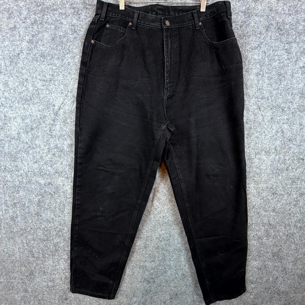 Vintage Jordache Basics Jeans Womens 18 Black Denim Cotton High Rise Tapered Leg